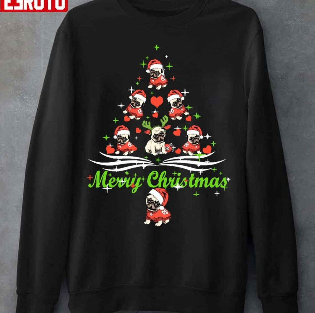 Pug Merry Christmas Funny December Festival Dog Unisex Sweatshirt