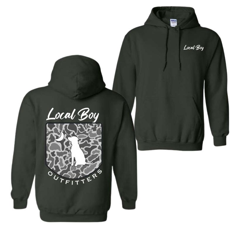 Local Boy Outfitters Hoodie Classic Camouflage Design Featuring a Dog and Moon Graphic, Ideal for Nature Lovers... (Image 6)