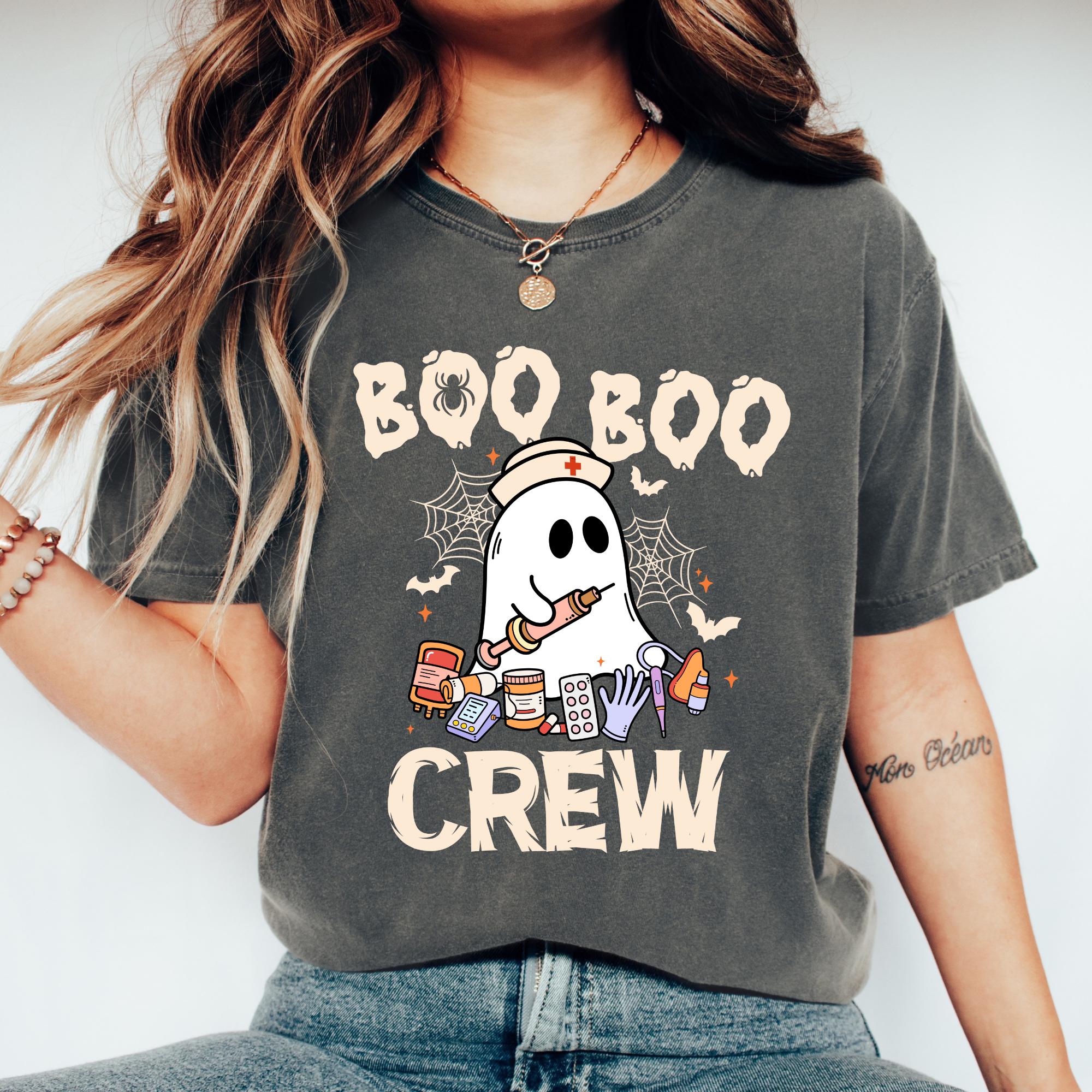 Comfort Colors Halloween Nurse Boo Boo Crew Tee Halloween Rn Halloween Ghost Boo Nurse Tee (1)