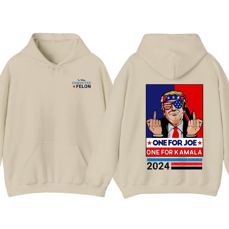 Trummmp Middle Fingers One For JOE One For Kamala 2024 2 Sided Hoodie, T-Shirt, Gift For Men And Woman, Trendy... (Image 5)