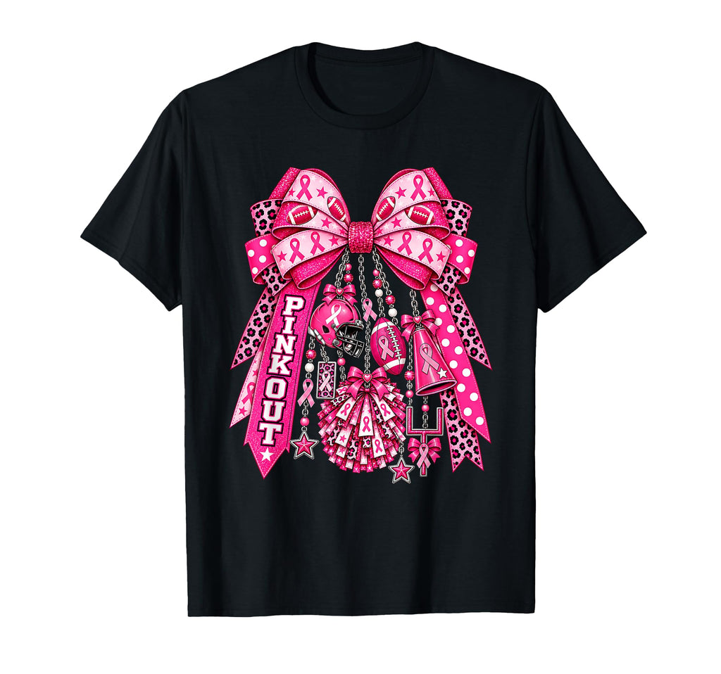 Breast Cancer Awareness Cheer Football Bow Pink Charm Unisex T-shirt, Sweatshirt, Hoodie (1)