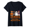 Frenchies Because People Creepy Halloween Dog Humor V-Neck (1)