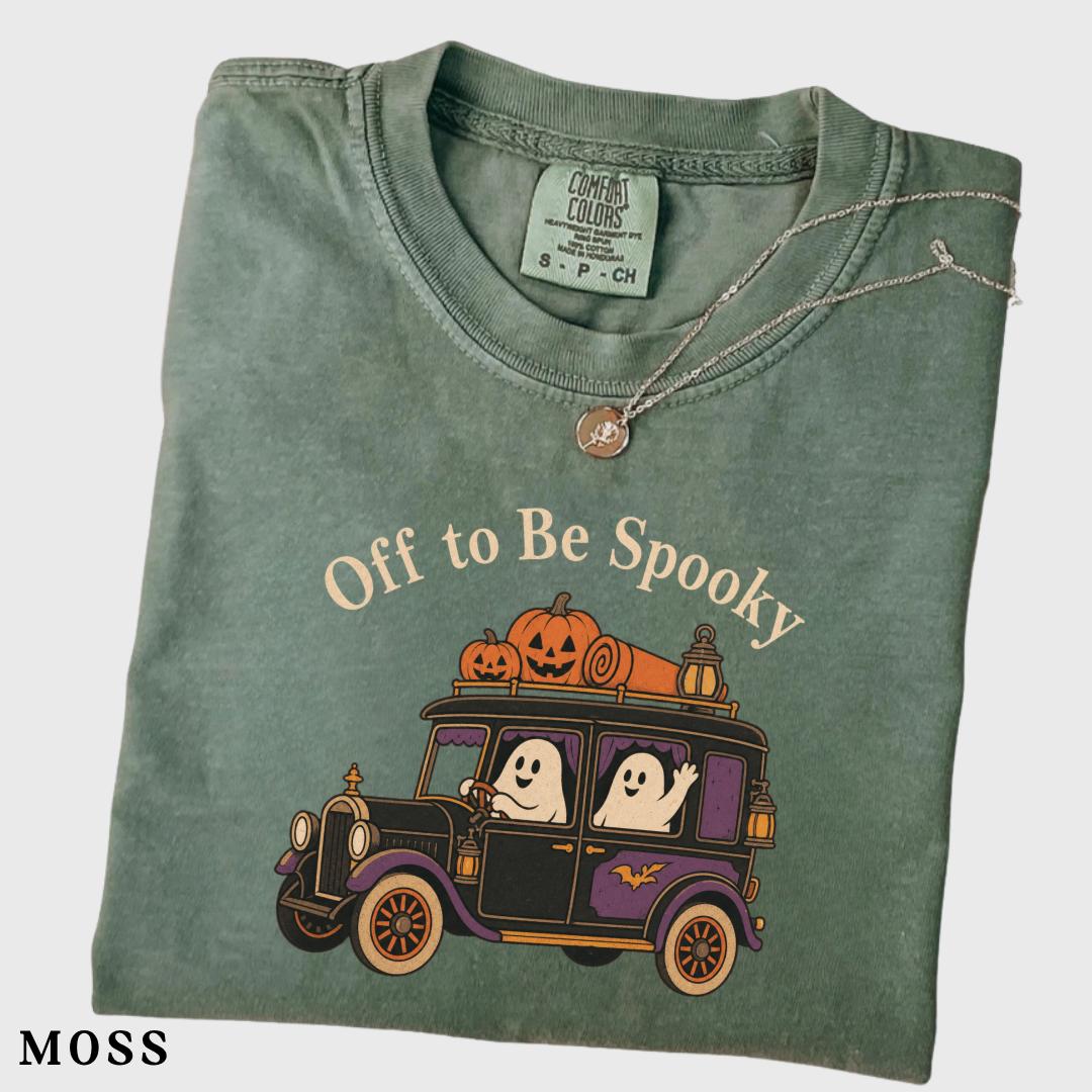 Off Spooky Ghos Halloween Tee Spooky Season Retro Ghost Trick Treat Ghost Driving Tee (1)
