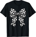 Coquette Bow Race Car Racing Checkered Flag Unisex T-shirt, Sweatshirt, Hoodie (1)