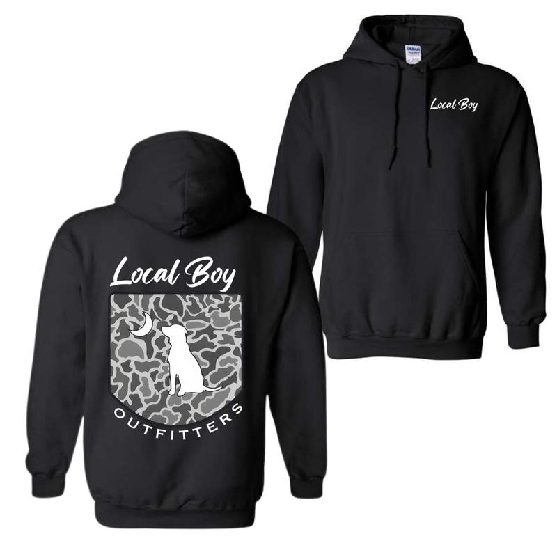 Local Boy Outfitters Hoodie Classic Camouflage Design Featuring a Dog and Moon Graphic, Ideal for Nature Lovers... (Image 5)