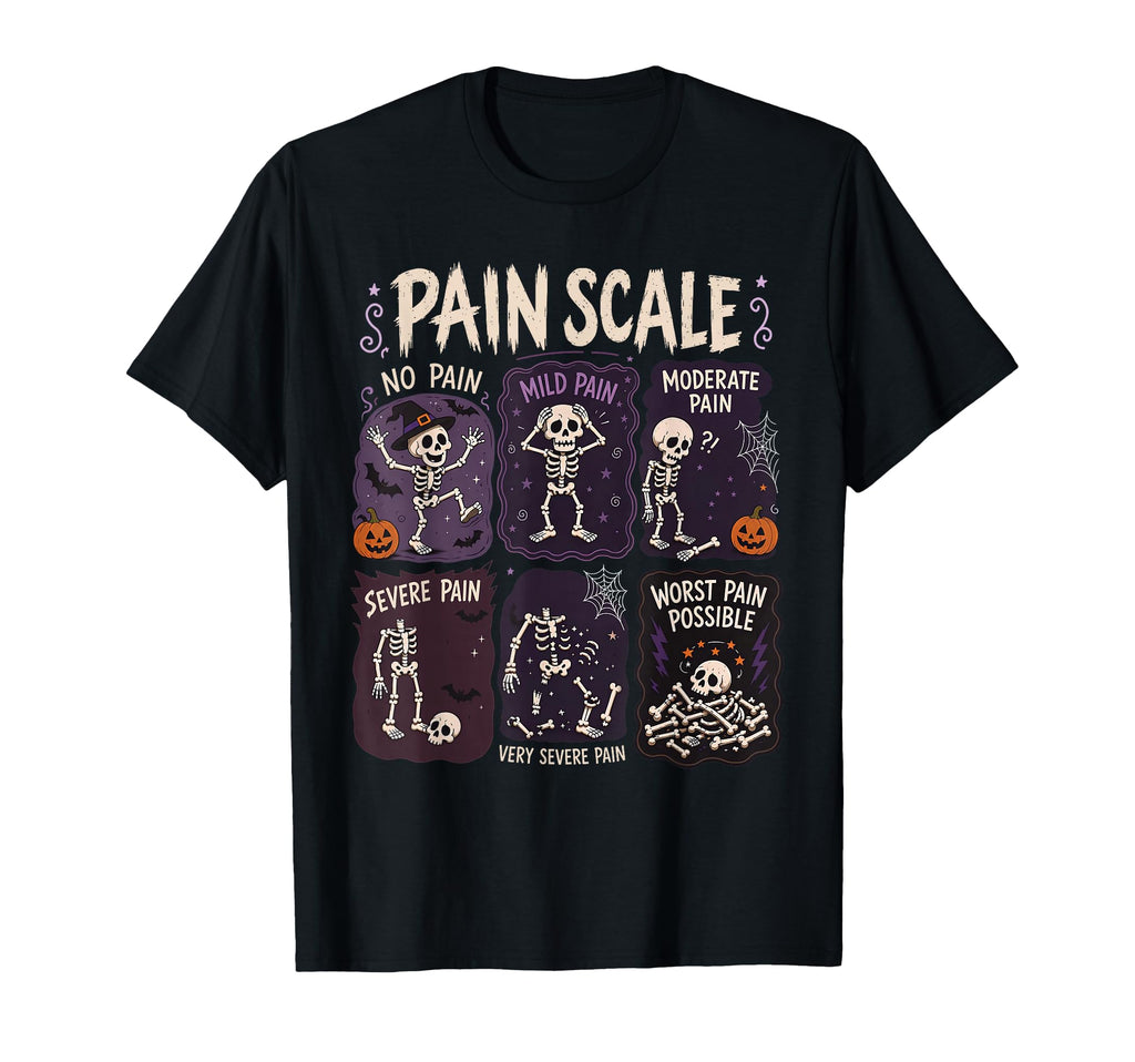 Skeleton Pain Scale Trauma Er Nurses Crew Halloween Unisex T-shirt, Sweatshirt, Hoodie (1)