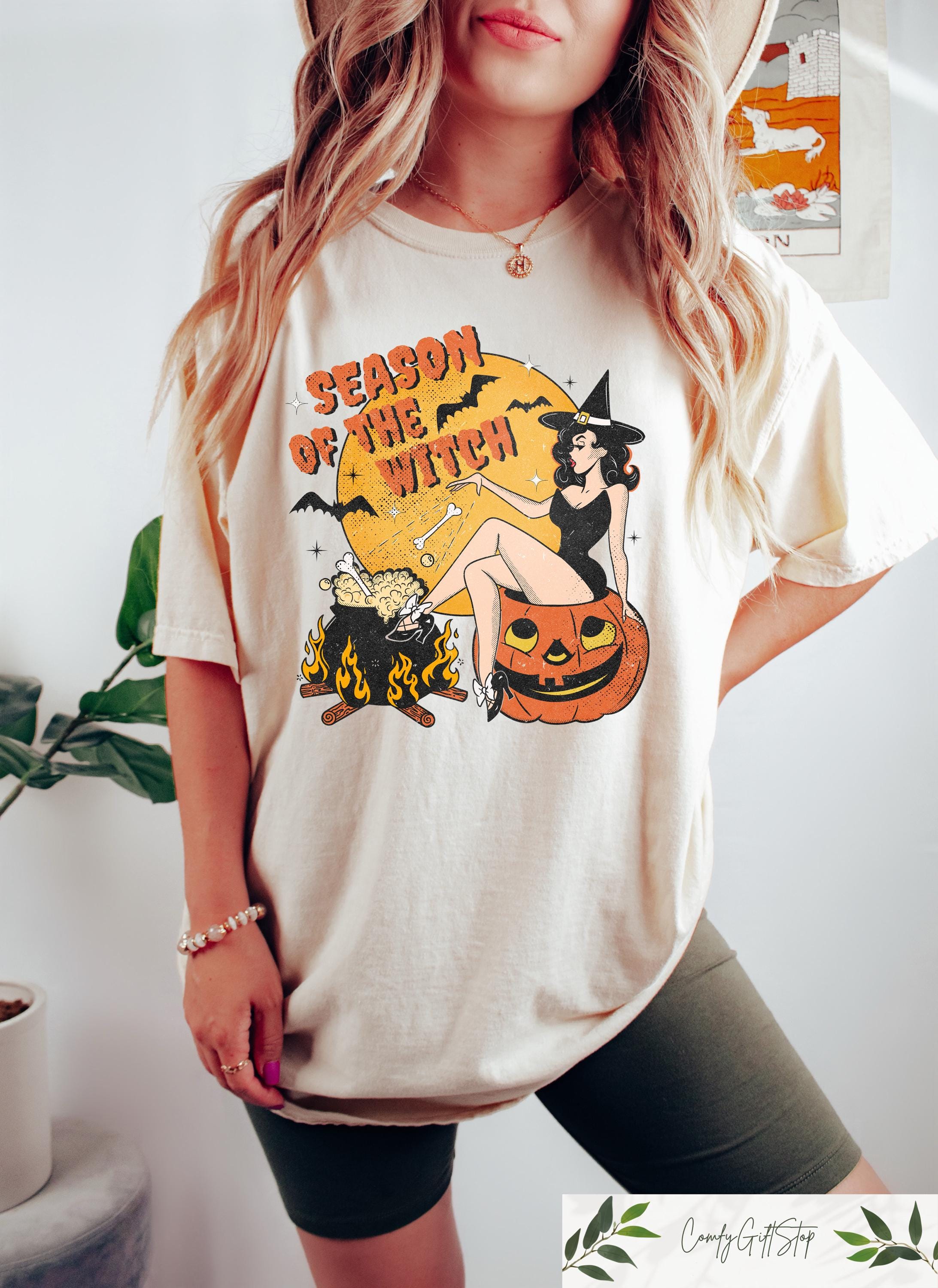 Season Witch Halloween Witch Halloween Retro Halloween Spooky Season Fall Halloween Tee (2)