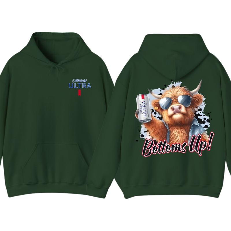 Michelob Ultra Bottoms Up Hoodie - Fun Bull Graphic with Beer Theme, Hoodie for Party Enthusiasts, Perfect for... (Image 7)
