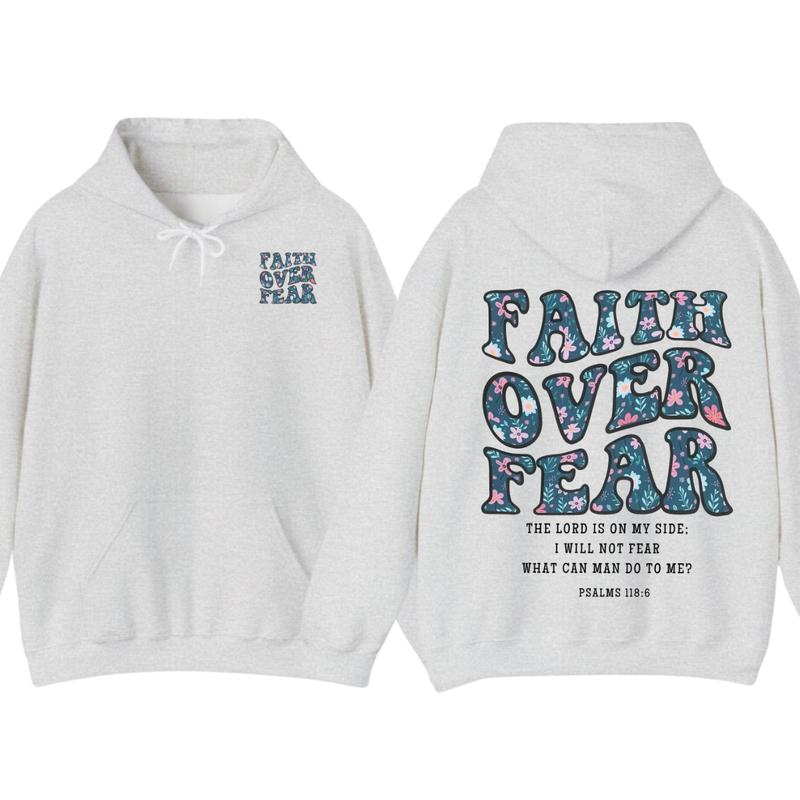 Faith Over Fear Christian Hoodie, Aesthetic Christian, Jesus Shirt, Church Hoodie,Cotton Fabic Soft Top Sweatshirt (Image 3)