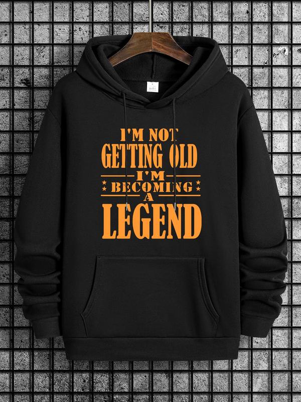 Unisex Men's Slogan Print Essentials Hoodie, Fashion Casual Drop Shoulder Sweatshirt with Pockets, Men's Wear... (Image 1)