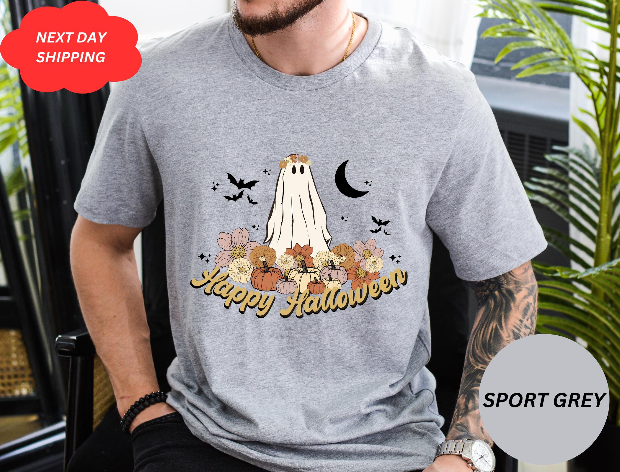 Halloween Ghos Ghost Pumpkin Spooky Season Spooky Scary Night Scene Treat Trick Pumpkin Tee (3)