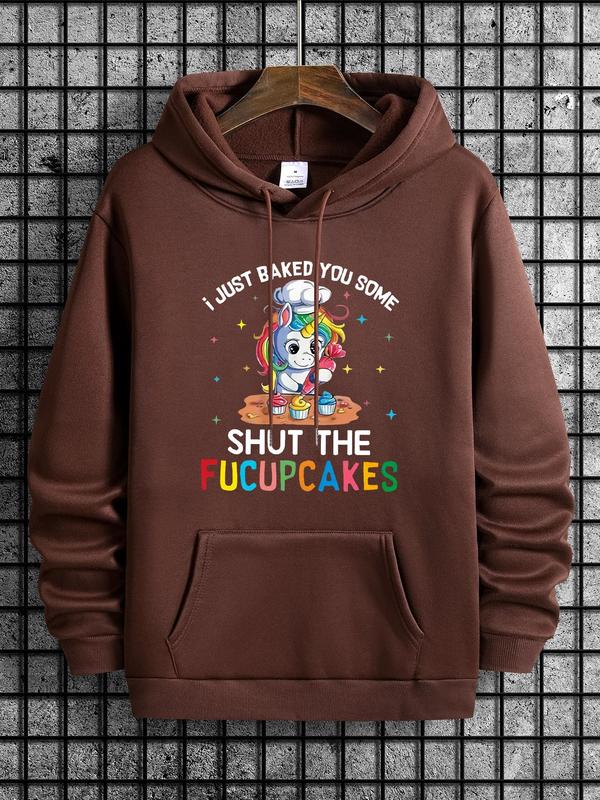 Men's Cartoon Print Drop Shoulder Hoodie, Fashion Drawstring Hooded Sweatshirt for Spring & Fall, Streetwear... (Image 5)