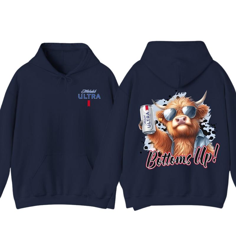 Michelob Ultra Bottoms Up Hoodie - Fun Bull Graphic with Beer Theme, Hoodie for Party Enthusiasts, Perfect for... (Image 9)