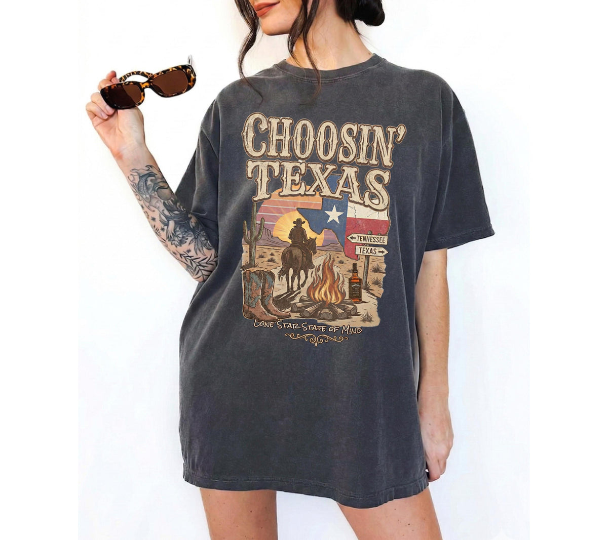 Choosin Texas Comfort Colors Vintage Country Music Merch Retro Western Cowboy (4)