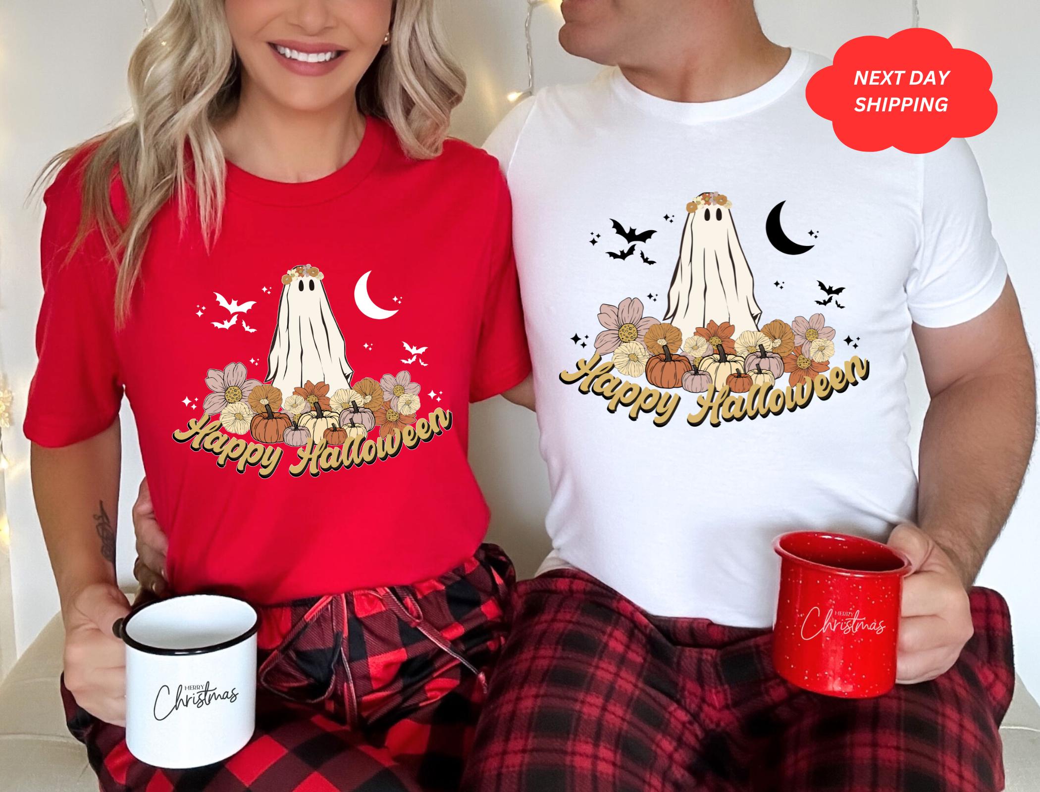 Halloween Ghos Ghost Pumpkin Spooky Season Spooky Scary Night Scene Treat Trick Pumpkin Tee (4)