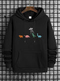Unisex Men's Dinosaur Print Essentials Hoodie, Casual Drawstring Sweatshirt for Daily Wear, Comfortable Outdoor... (Image 1)