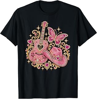 Pink Bling Cowgirl Western Guitar Rhinestone Butterfly Rodeo (1)