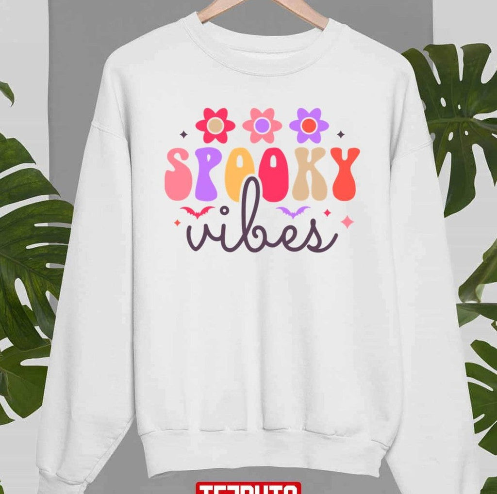 Spooky Halloween Vibes Colorful Cute Groovy Unisex Sweatshirt