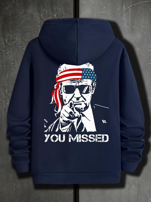 Men's American Flag Print Drawstring Hoodie, Casual Regular Fit Sweatshirt for Spring & Fall, Daily Wear... (Image 6)