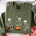 Skeleton Camping Three Skeletons Roasting Marshmallows Around Campfire Halloween Outdoor (1)