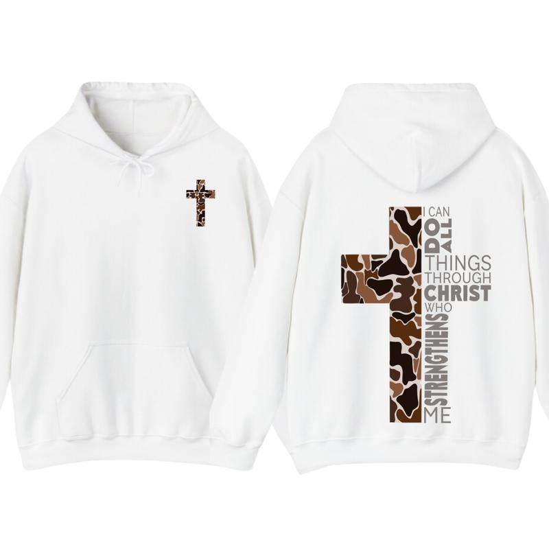 Christian Hoodie - Camo Cross Design with Philippians 413 Verse, Perfect for Faithful Believers and... (Image 2)