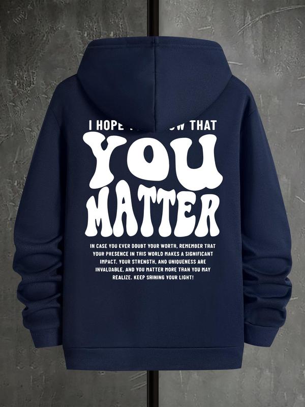 Letter Print Men's Casual Drawstring Hoodie, Regular Fit Sweatshirt for Spring & Fall, Fashionable Daily Men's... (Image 3)