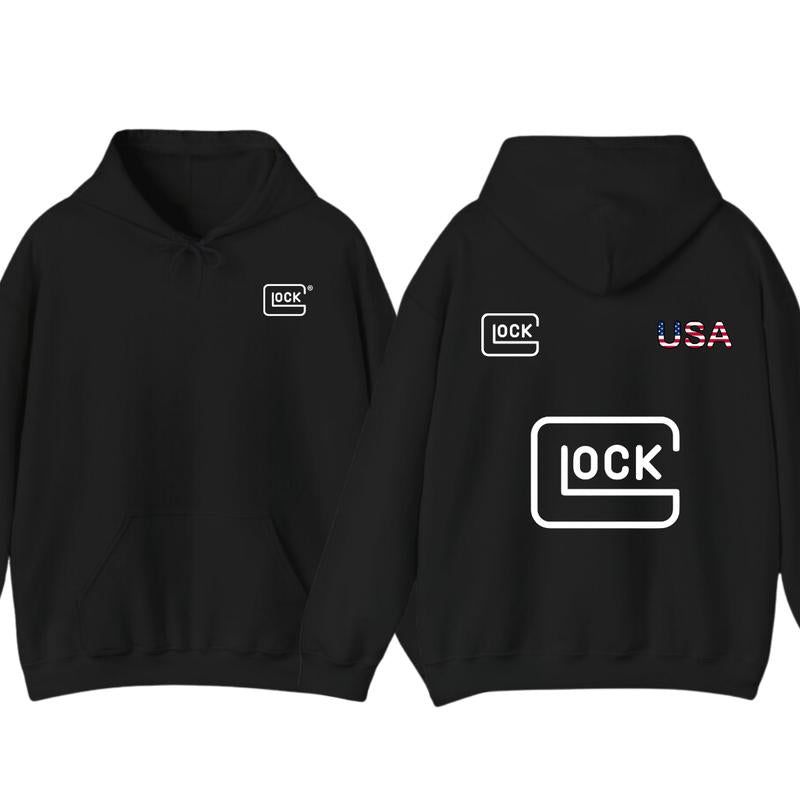 Glock Hoodie with USA Flag Design for Men, Classic Fit - Classic T-Shirts, Sweatshirt | PureTeeCo.com (Image 1)