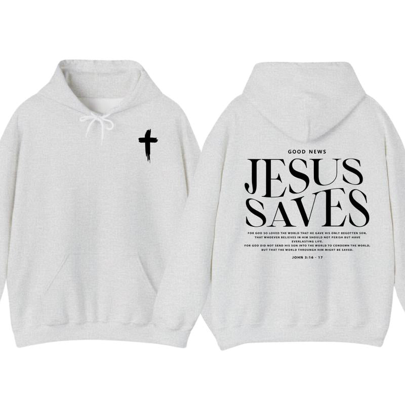 Jesus Saves John 316-17 Front and Back Print Christian Pullover Hoodie Full Color, for Men Women T-Shirts,... (Image 3)