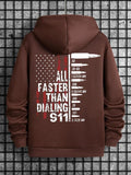 Men's Letter & Flag Print Drop Shoulder Graphic Hoodie, Casual Regular Fit Drawstring Sweatshirt for Holiday... (Image 1)