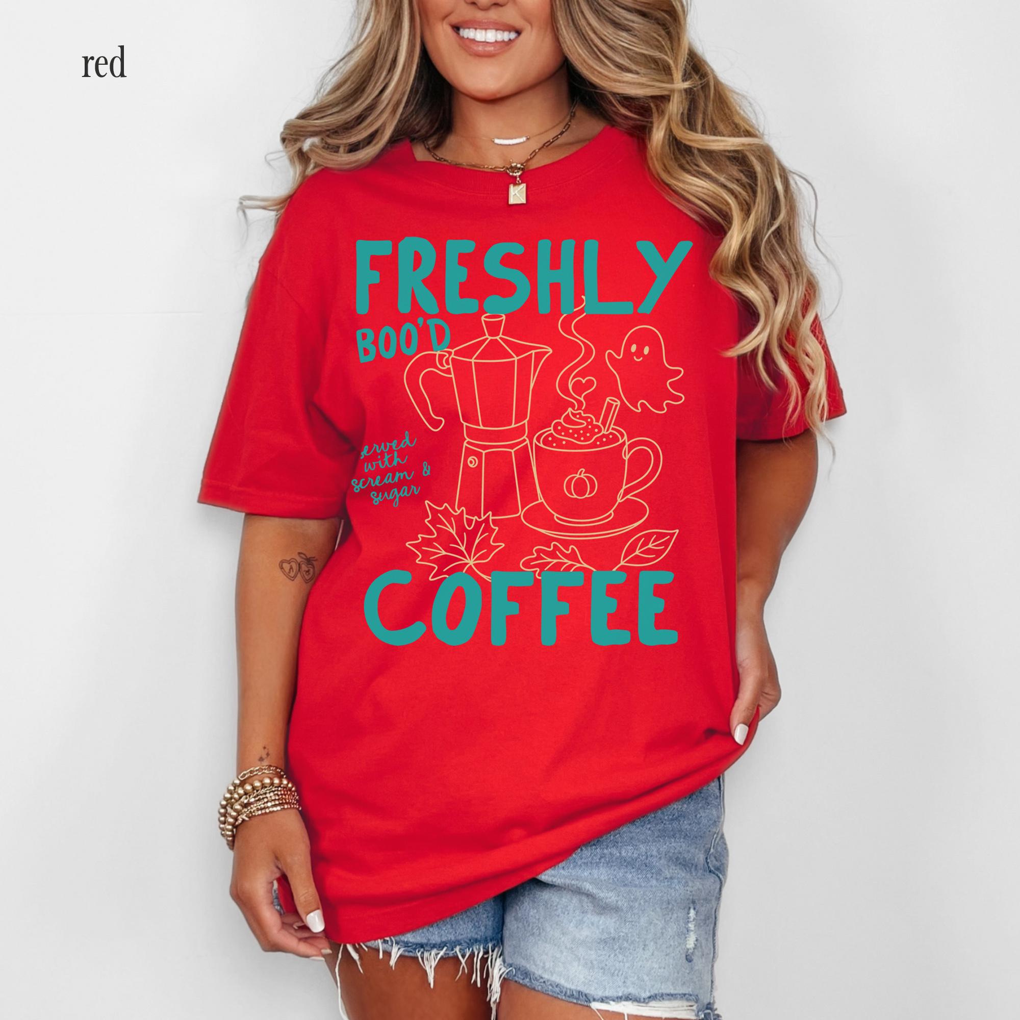 Comfort Colors Freshly Boo'D Coffee Halloween Coffee Lover Halloween Coffee Spooky Season Tee (3)