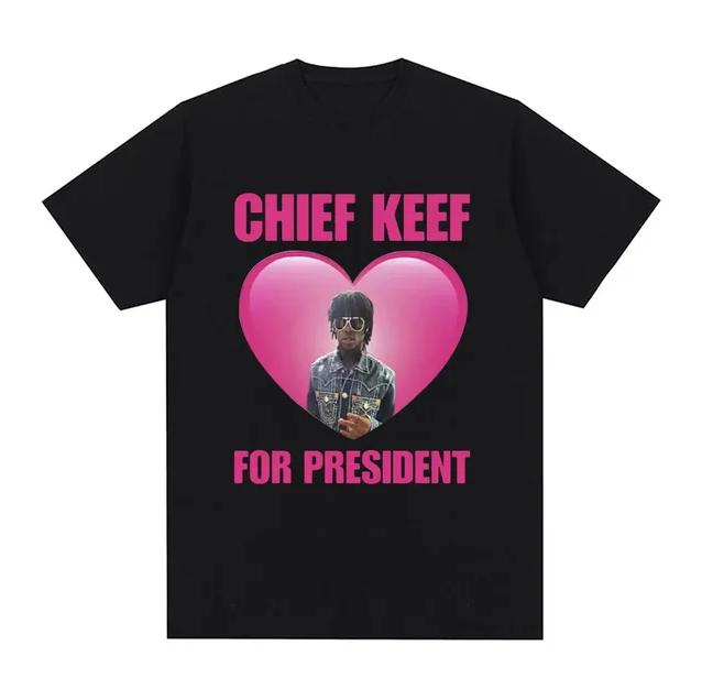 Rapper Chief Keef for President T Shirt Men Fashion Casual Short Sleeve T-shirt Aesthetic Vintage Oversized... (Image 1)