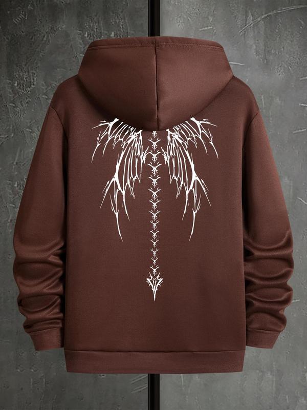Men's Angel Wings Print Hoodie, Fashion Casual Regular Fit, Drawstring Pocket Sweatshirt for Outdoor Daily... (Image 3)