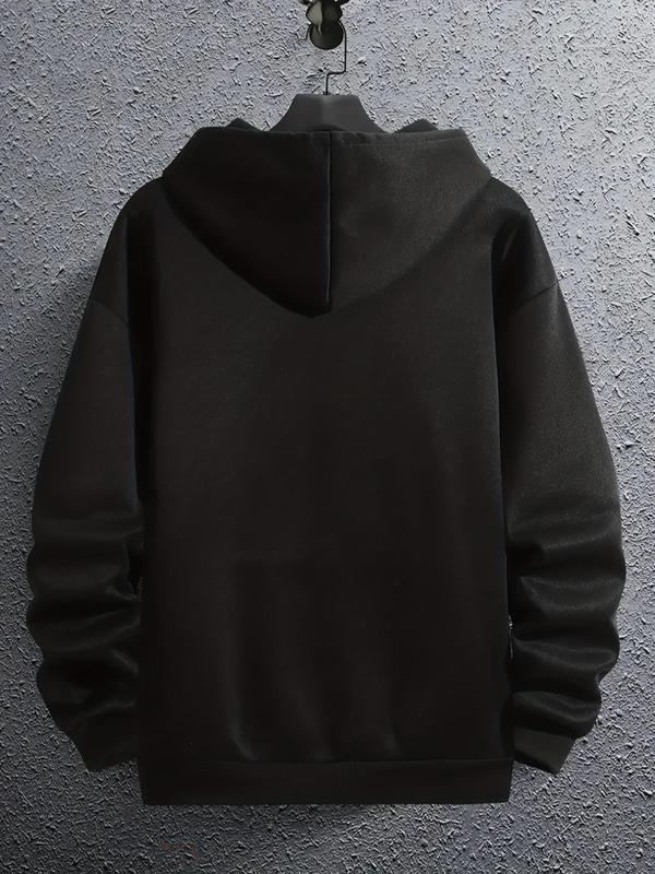 Men's Letter Graphic Print Drop Shoulder Hoodie, Casual Drawstring Pocket Sweatshirt, Daily Outdoor Men's... (Image 8)