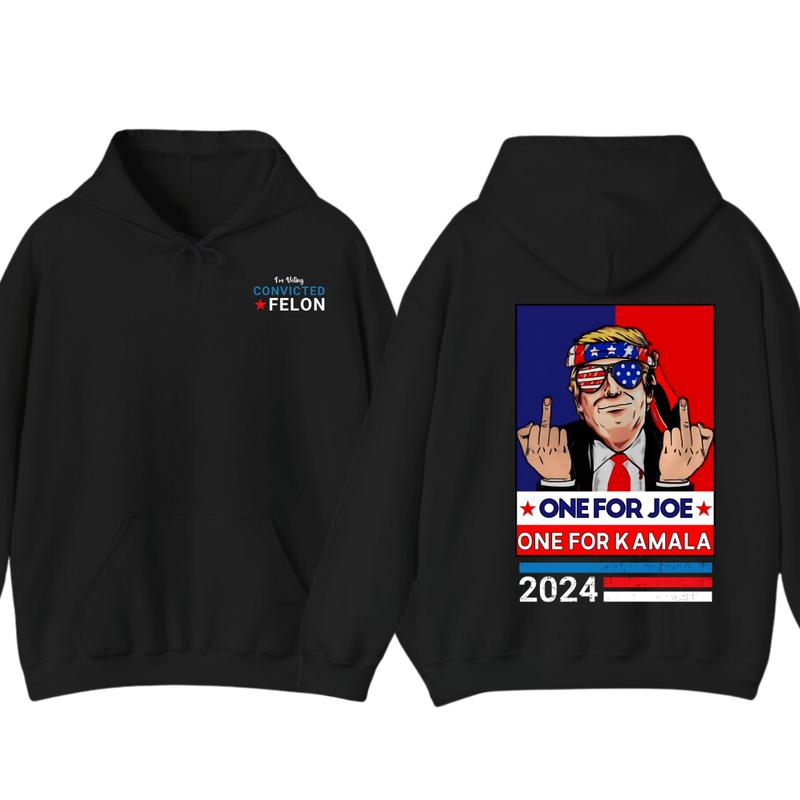 Trummmp Middle Fingers One For JOE One For Kamala 2024 2 Sided Hoodie, T-Shirt, Gift For Men And Woman, Trendy... (Image 1)