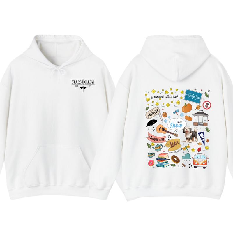 Stars Hollow Hoodie, Lukes Diner, Gilmore Girl tshirt Eras, Fall Comfort Womenswear Sweatshirt | PureTeeCo.com (Image 2)