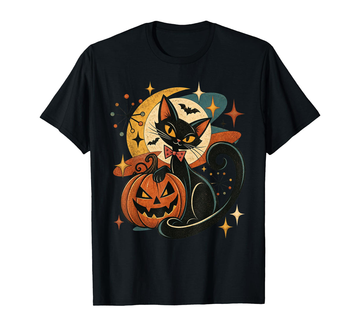 Black Cat Pumpkin Atomic Retro Halloween Unisex T-shirt, Sweatshirt, Hoodie (1)