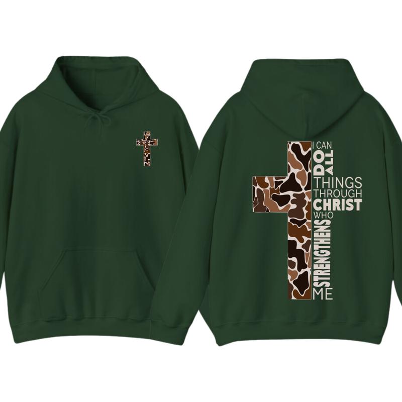 Christian Hoodie - Camo Cross Design with Philippians 413 Verse, Perfect for Faithful Believers and... (Image 8)