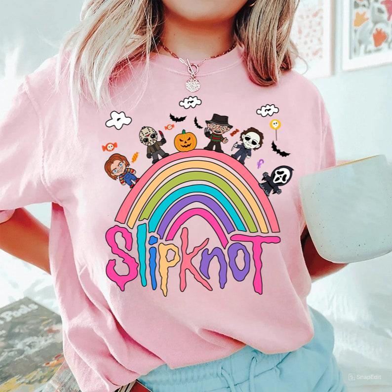 Halloween Slipknot Rainbow Shirt Scary Characters Horror Friend Tshirt Hoodie, Sweatshirt | PureTeeCo.com (Image 4)