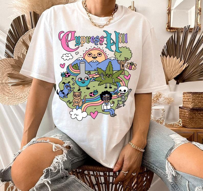 Cypress Hill - Happy Time T-Shirt Cute Rainbow Sunny T-Shirt Casual Cotton Hoodie, Sweatshirt | PureTeeCo.com (Image 1)