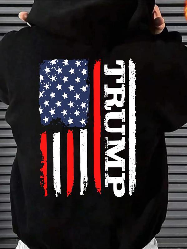 Graphic Drop Shoulder Men's Essentials Hoodie for Fall, Drawstring Pocket Sweatshirt, Holiday Fashion Men's... (Image 5)