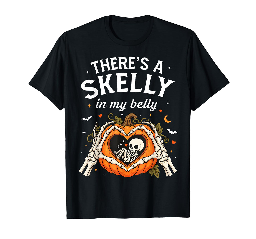 There'S Skelly Belly Halloween Pregnancy Unisex T-shirt, Sweatshirt, Hoodie (1)