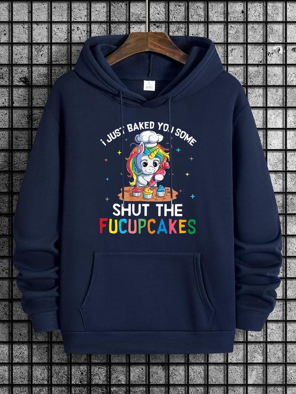 Men's Cartoon Print Drop Shoulder Hoodie, Fashion Drawstring Hooded Sweatshirt for Spring & Fall, Streetwear... (Image 2)