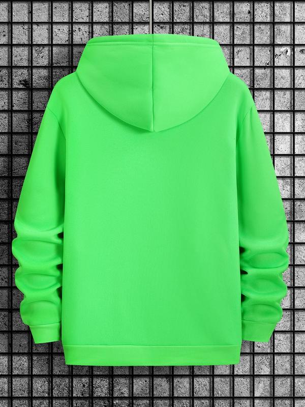 Men's Letter Print Drop Shoulder Hoodie, Casual Regular Fit Sweatshirt, Drawstring Pocket, Daily Holiday... (Image 6)