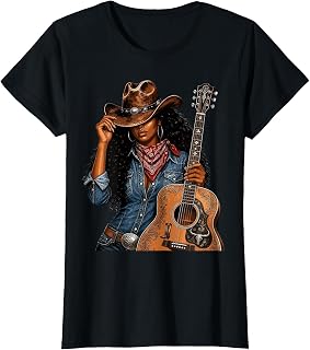 Melanin Cowgirl Western Boots Guitar Rodeo Music Lover Unisex T-shirt, Sweatshirt, Hoodie (1)