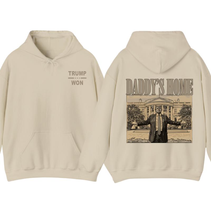 Trummp Daddy's Home 2024 Black Hoodie â€“ Bold Political Statement Design T-Shirts, Sweatshirt | PureTeeCo.com (Image 5)