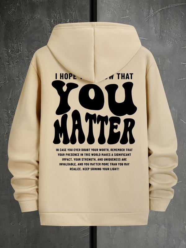 Letter Print Men's Casual Drawstring Hoodie, Regular Fit Sweatshirt for Spring & Fall, Fashionable Daily Men's... (Image 7)