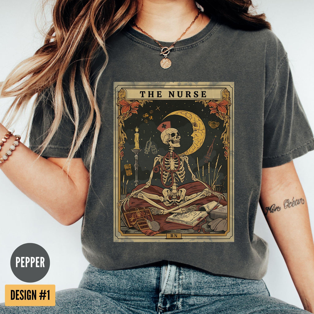 Nurse Tarot Card Skeleton Nurse Halloween Nurse Graduate Fall Nurse Nursing Spooky Nurse (1)