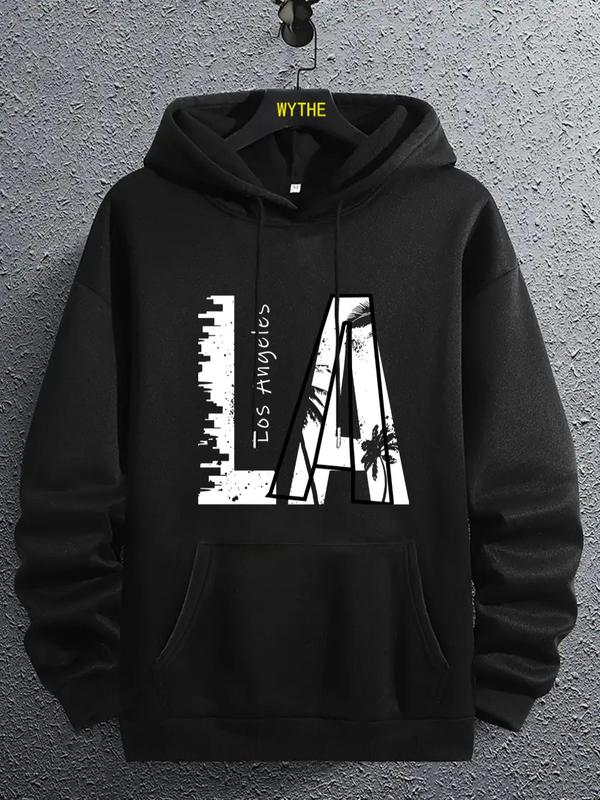 Unisex Men's Initial Print Hoodie with Drawstring, Casual Pocket Sweatshirt, Long Sleeve Top for Spring & Fall... (Image 1)