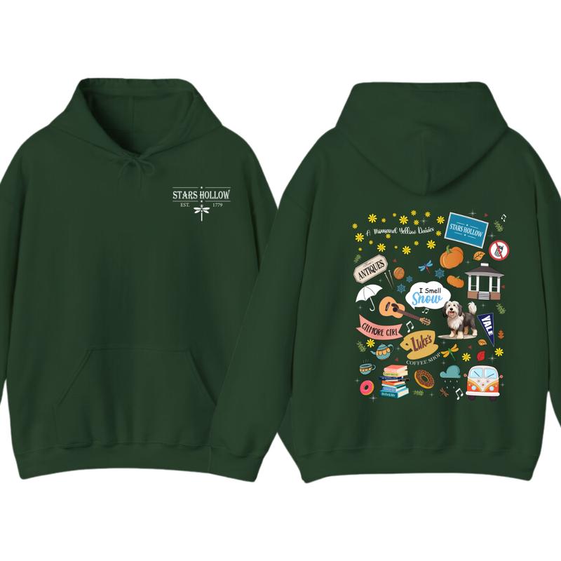 Stars Hollow Hoodie, Lukes Diner, Gilmore Girl tshirt Eras, Fall Comfort Womenswear Sweatshirt | PureTeeCo.com (Image 8)