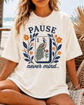 Pause Nevermind Mahjong Peacock Mahjong Tee Comfort Colors Mahjong Player Retro Floral Mahj Yellow Blue (1)